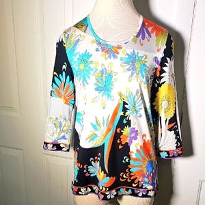 Bessi Floral Multicolor‎ Women's Top. USA 10. Very Good Used Condition.